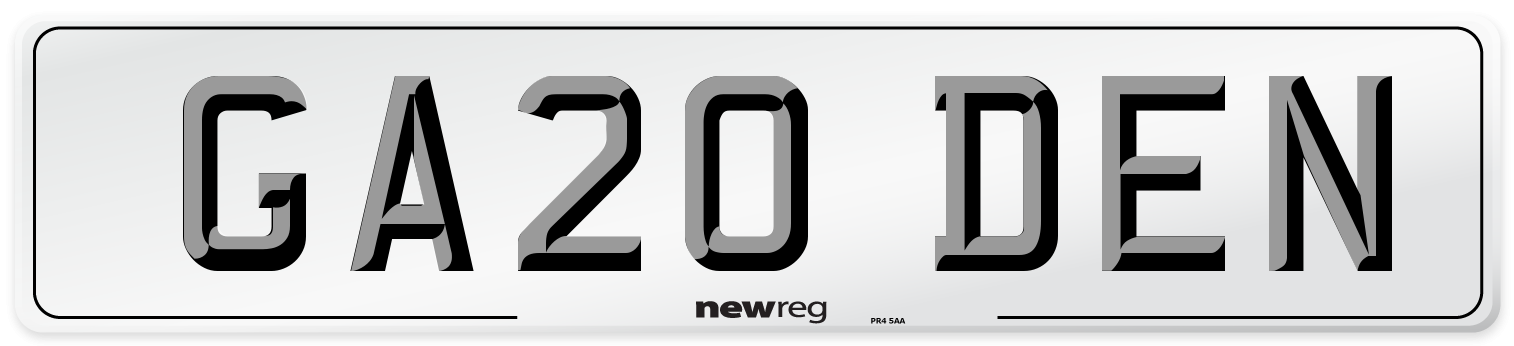 GA20 DEN Number Plate from New Reg